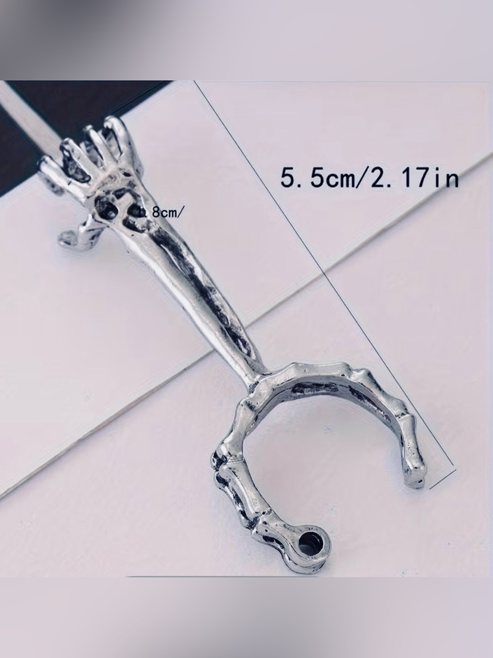 Silver Toned Skeleton Claw “Cigarette” Joint Holder Ring - holds both perfectly. - Picture 4 of 7
